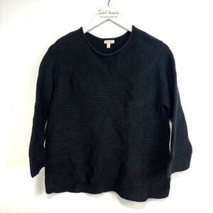 Talbots Black Sweater Knit Long Sleeve Solid Pullover Casual Comfort Womens PL
